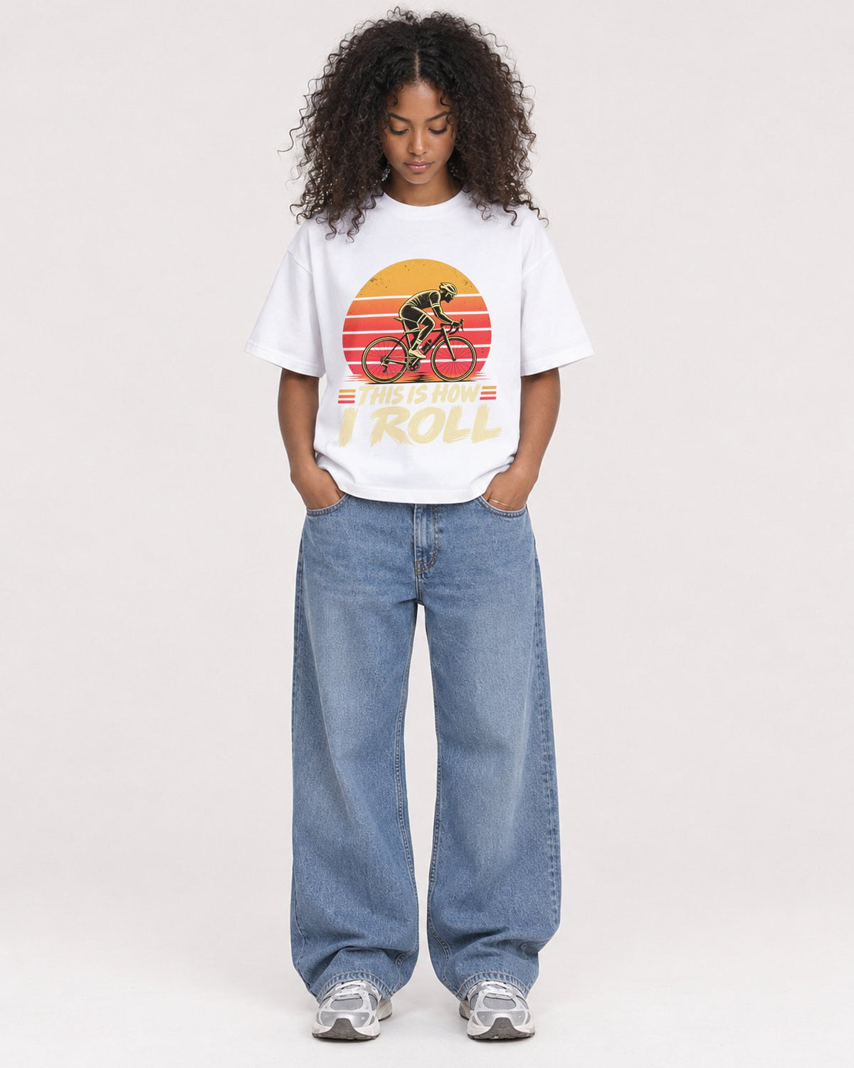 Mockup Boxy Heavyweight Tee White female full-body 05