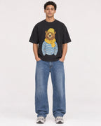 Mockup Boxy Heavyweight Tee Black male full-body 10