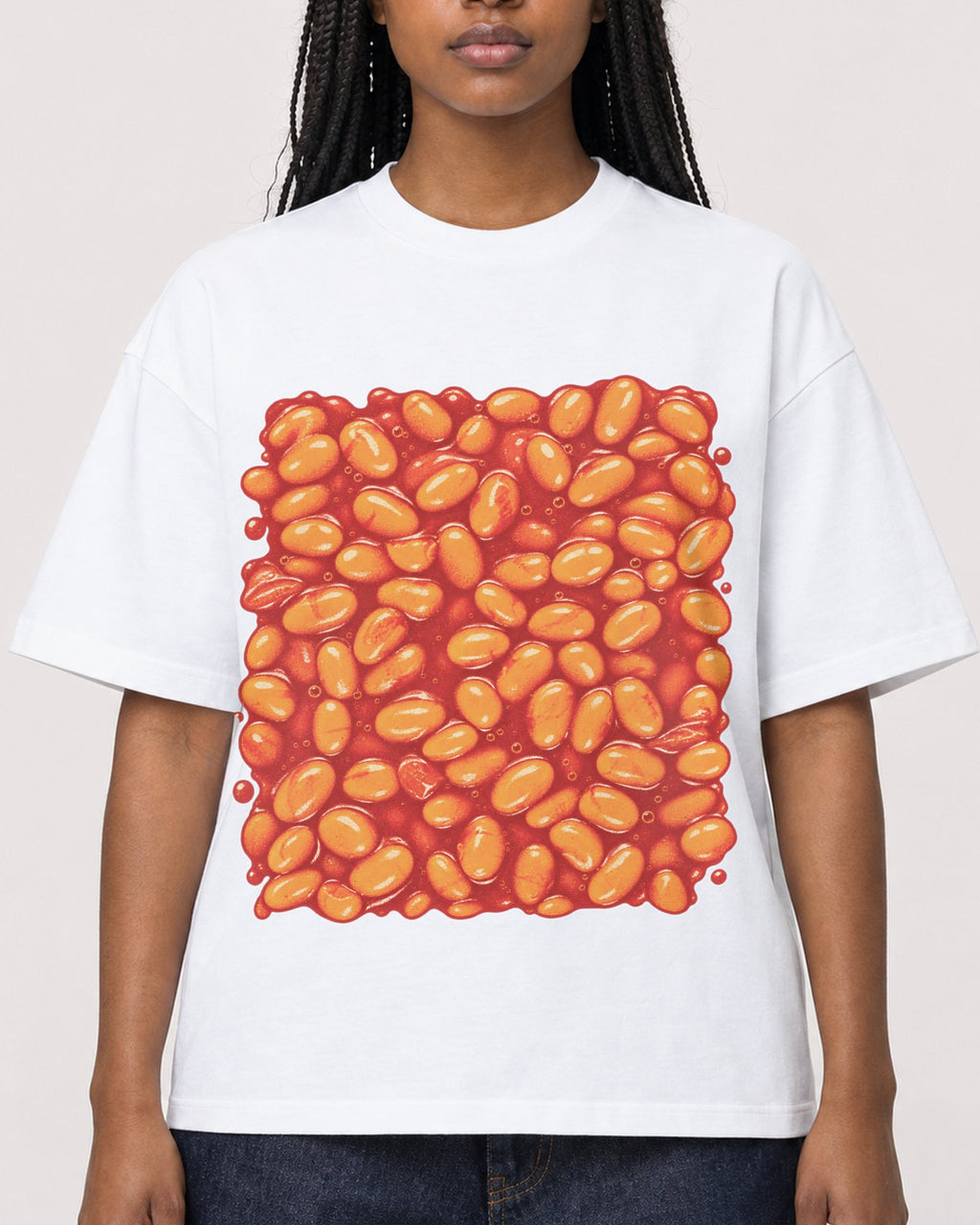 Mockup Boxy Heavyweight Tee White female close-up 04