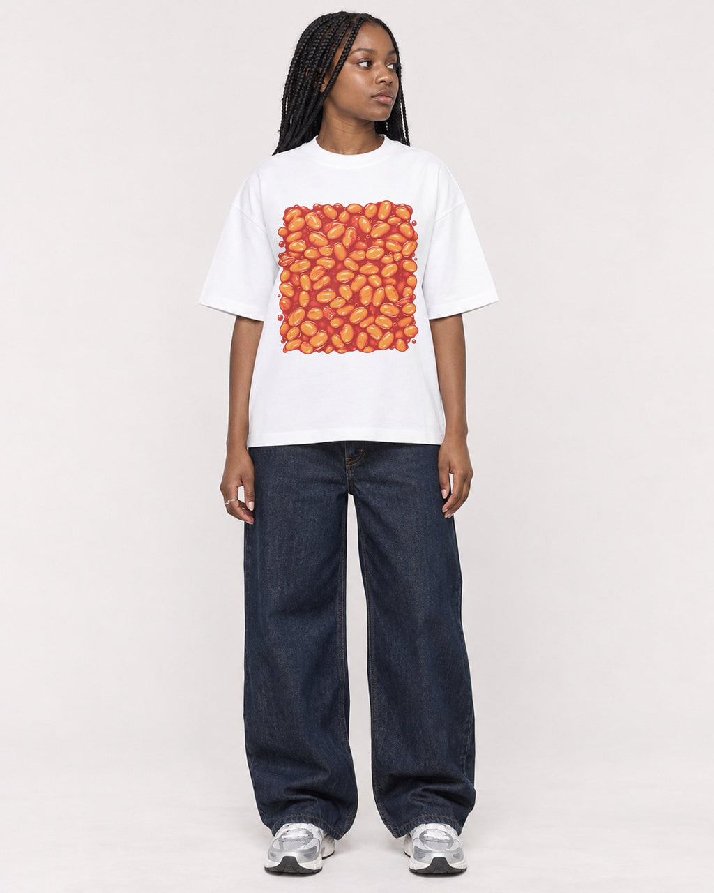 Mockup Boxy Heavyweight Tee White female full-body 04