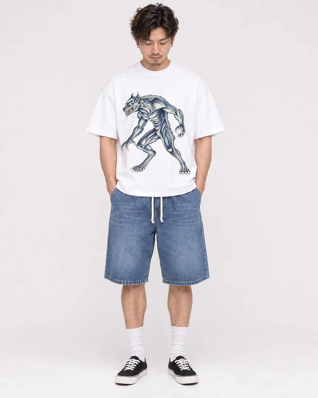 Mockup Boxy Heavyweight Tee White male full-body 03
