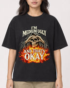Mockup Boxy Heavyweight Tee Black female close-up 02