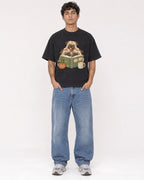 Mockup Boxy Heavyweight Tee Black male full-body 06