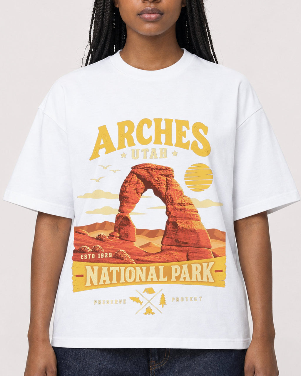 Mockup Boxy Heavyweight Tee White female close-up 04