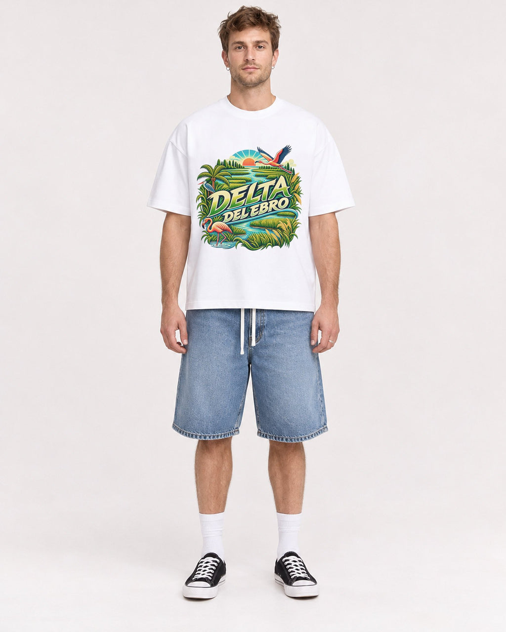 Mockup Boxy Heavyweight Tee White male full-body 08