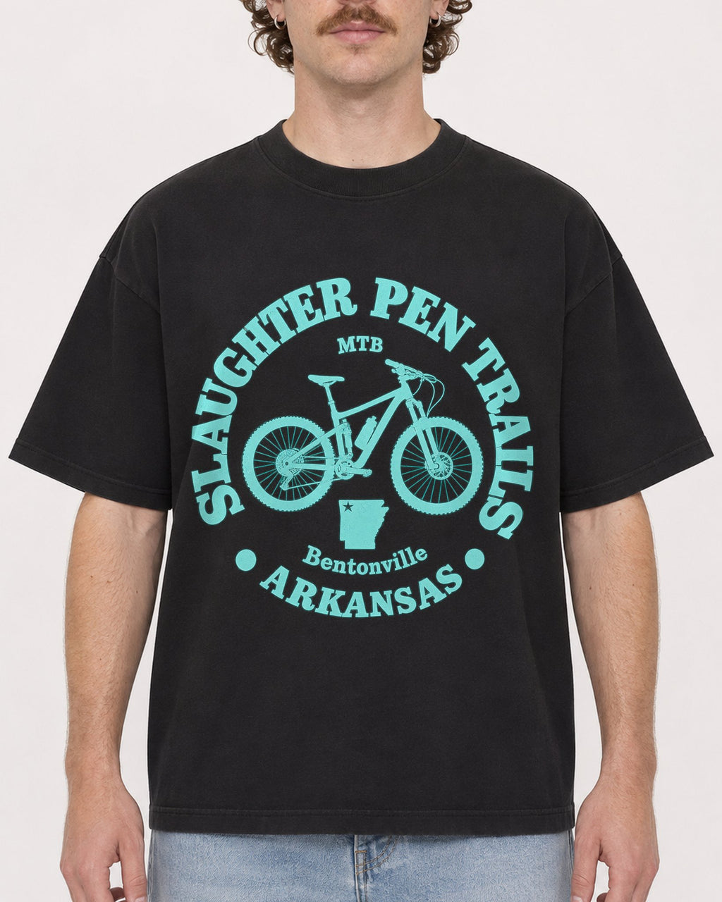 Mockup Boxy Heavyweight Tee Black male close-up 09