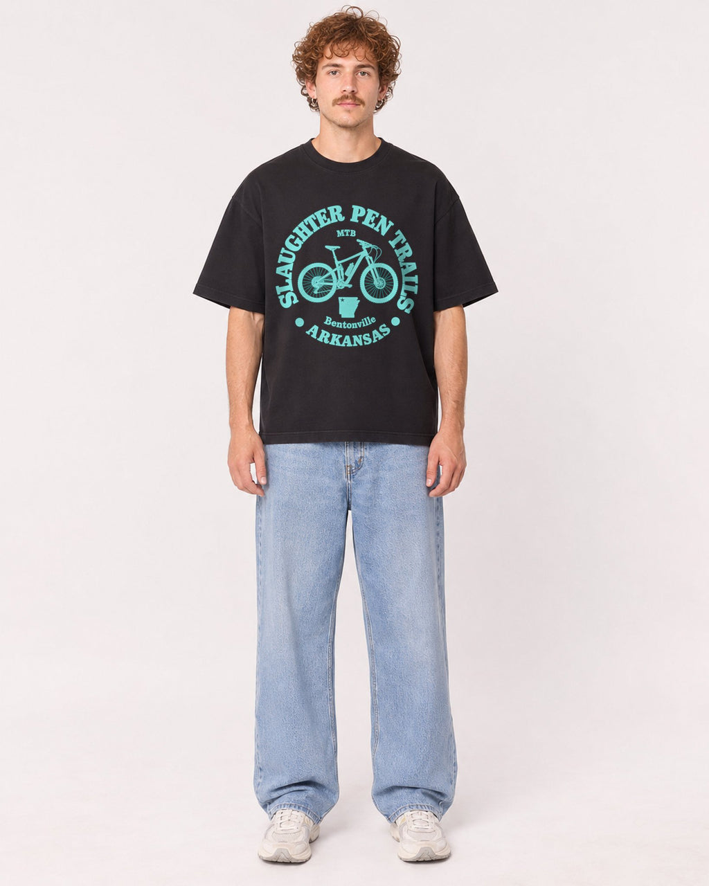 Mockup Boxy Heavyweight Tee Black male full-body 09
