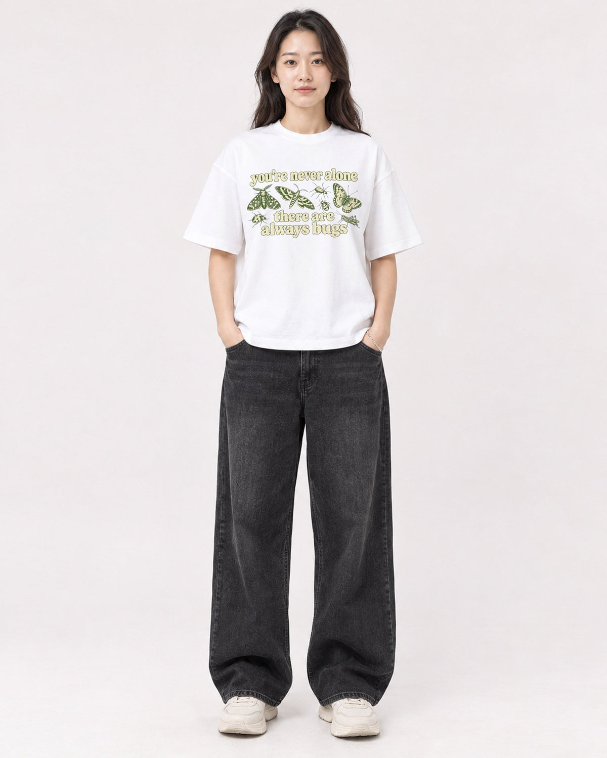 Mockup Boxy Heavyweight Tee White female full-body 03