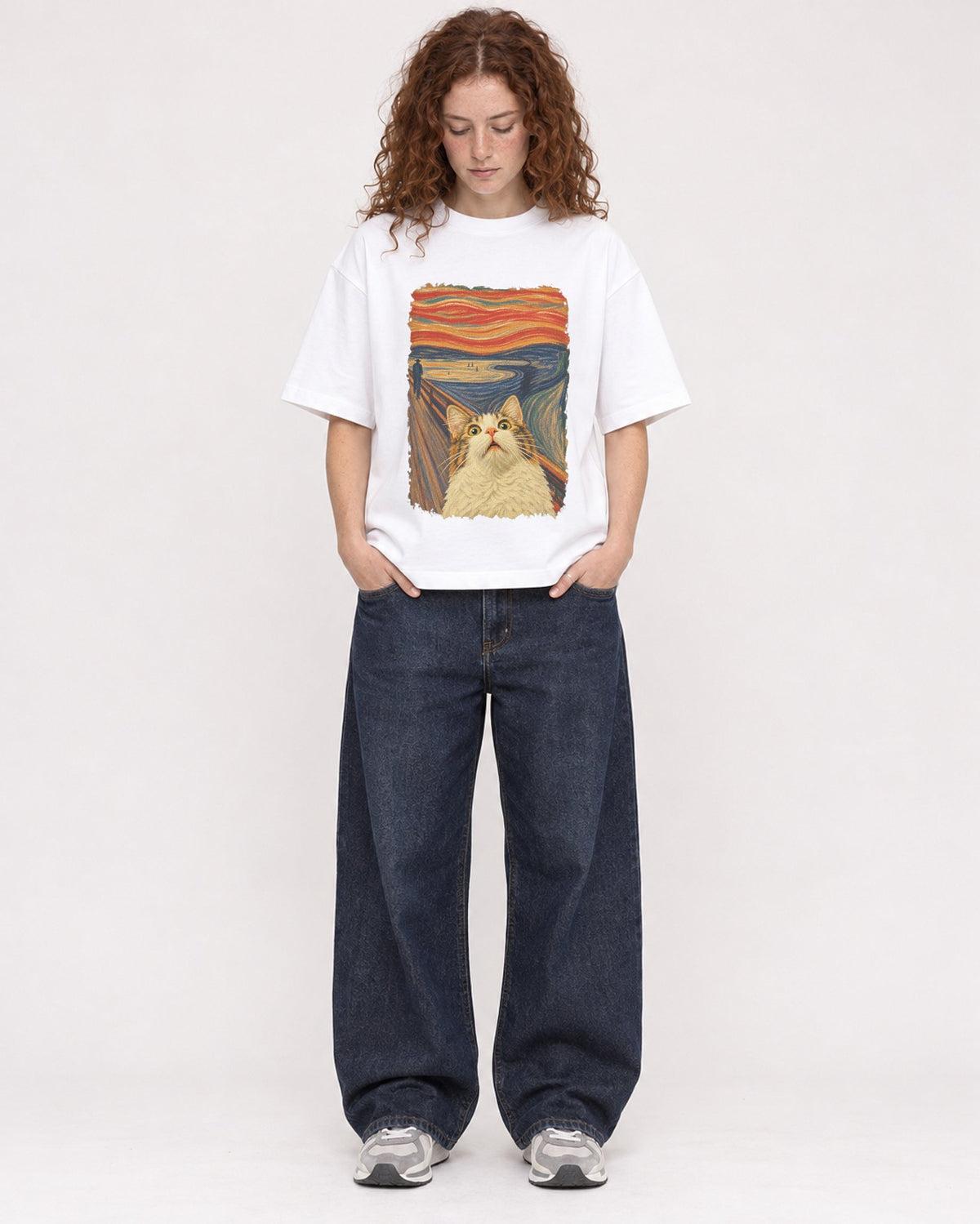 Mockup Boxy Heavyweight Tee White female full-body 09