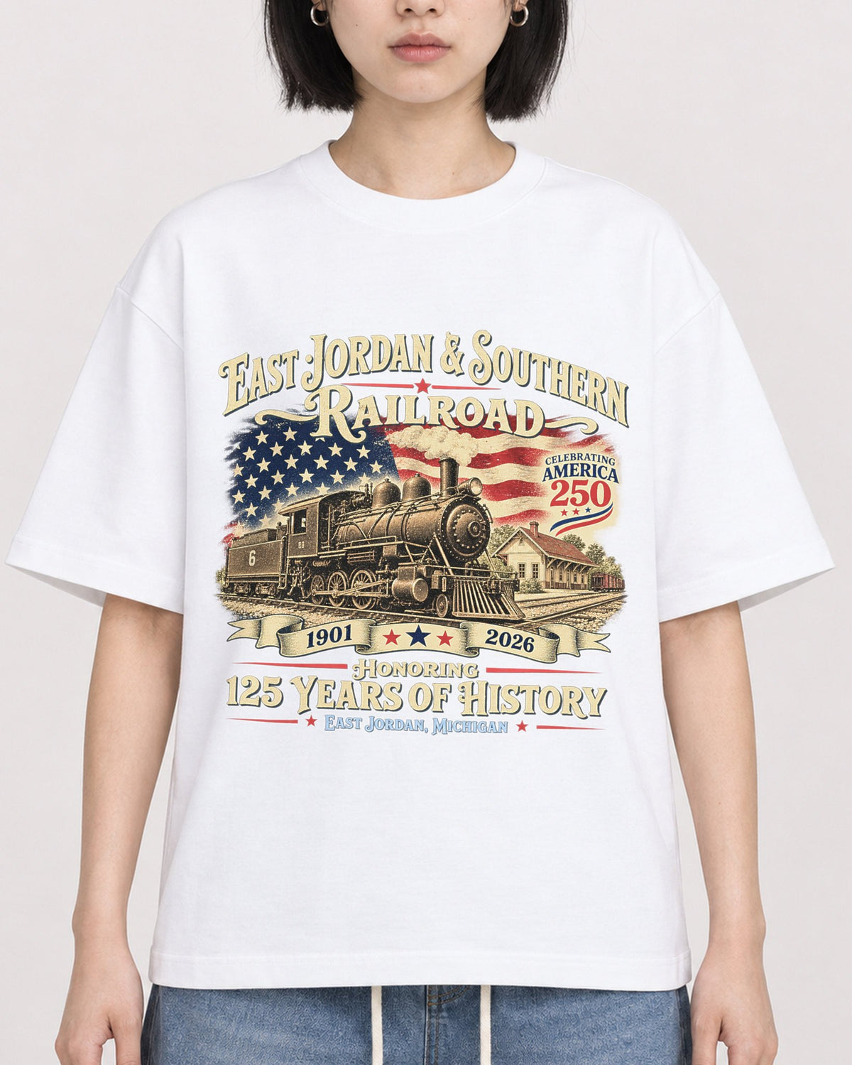 Mockup Boxy Heavyweight Tee White female close-up 11
