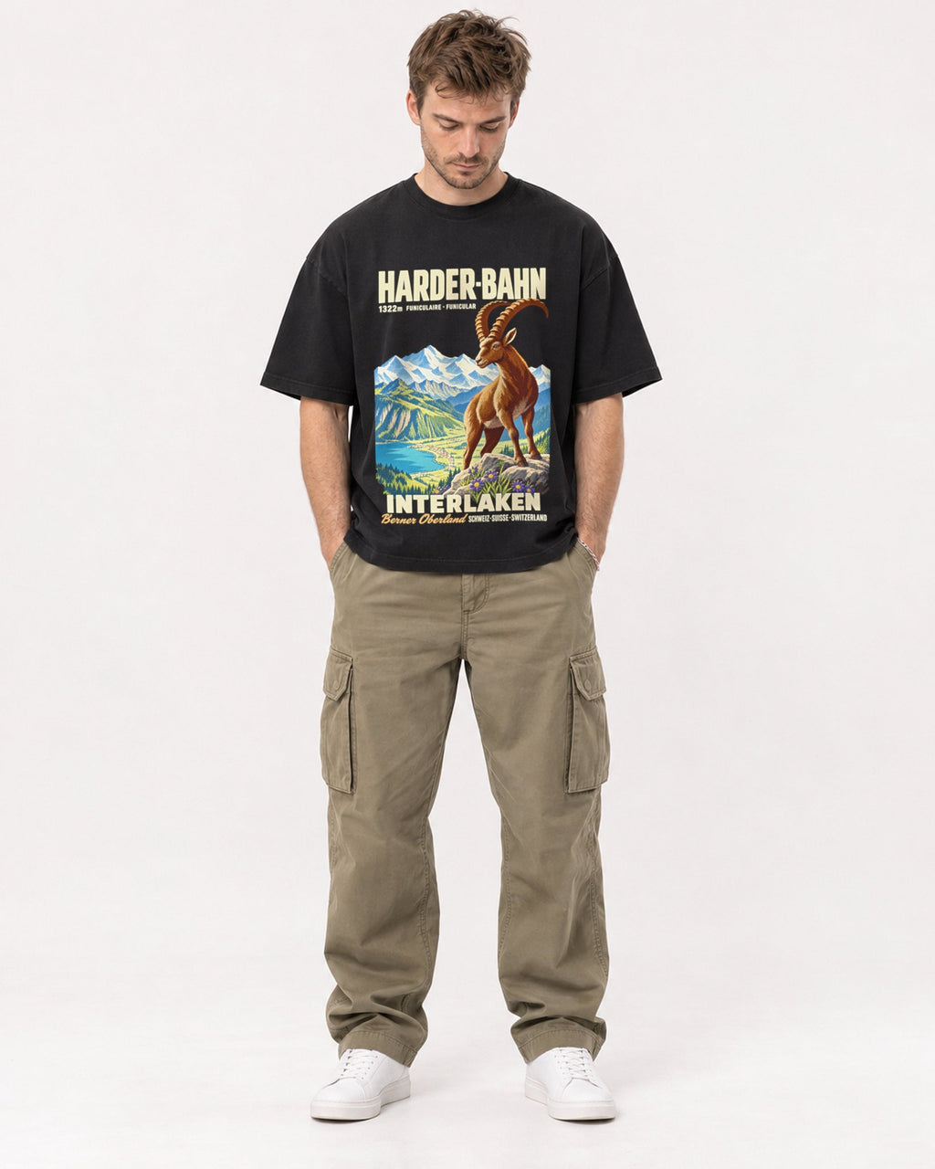 Mockup Boxy Heavyweight Tee Black male full-body 08