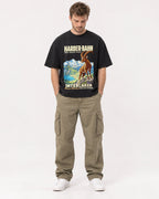 Mockup Boxy Heavyweight Tee Black male full-body 08