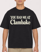 Mockup Boxy Heavyweight Tee Black male close-up 16