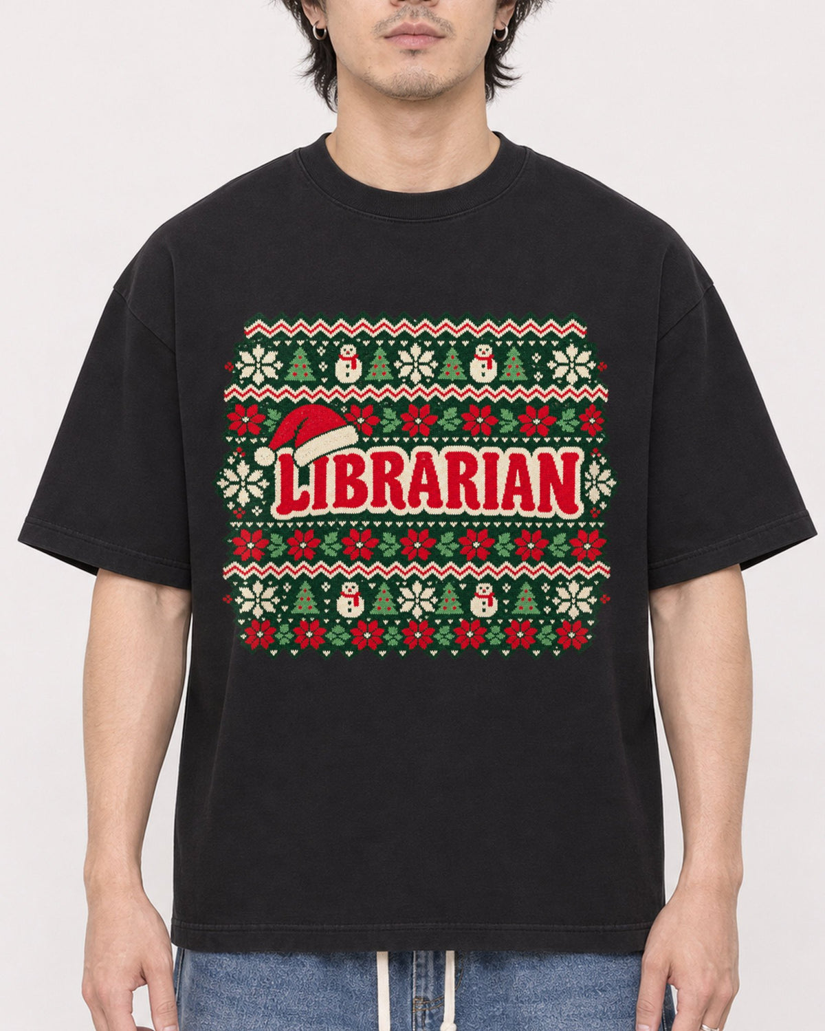 Mockup Boxy Heavyweight Tee Black male close-up 03