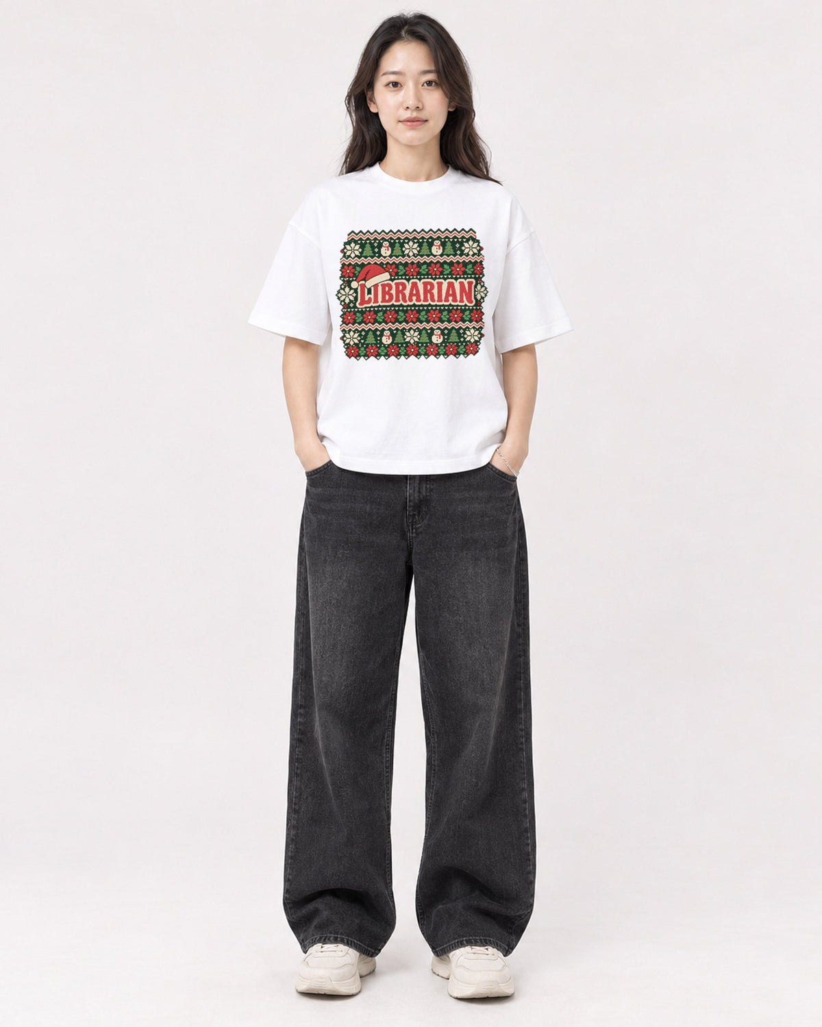 Mockup Boxy Heavyweight Tee White female full-body 03