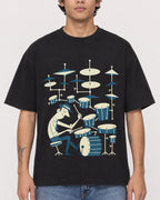Mockup Boxy Heavyweight Tee Black male close-up 06