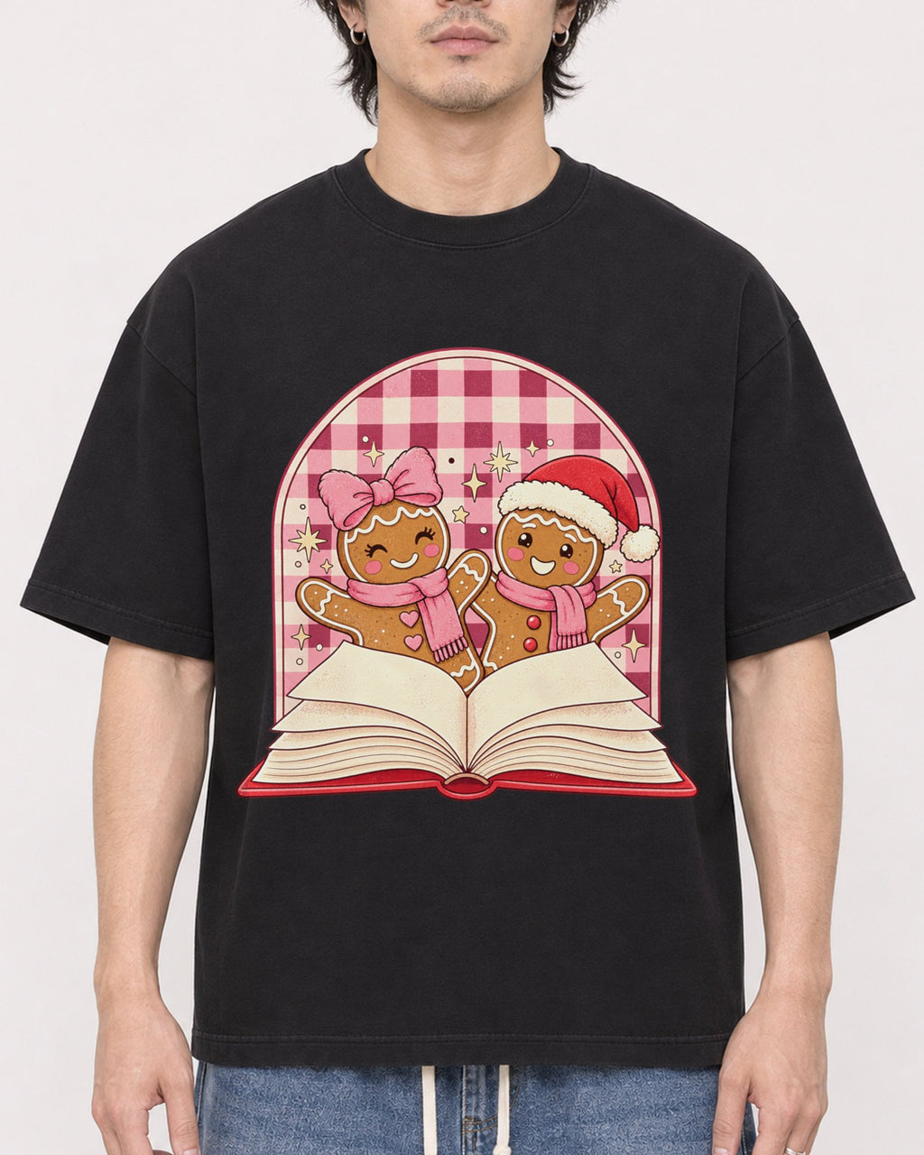 Mockup Boxy Heavyweight Tee Black male close-up 03