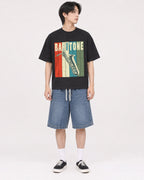 Mockup Boxy Heavyweight Tee Black male full-body 11