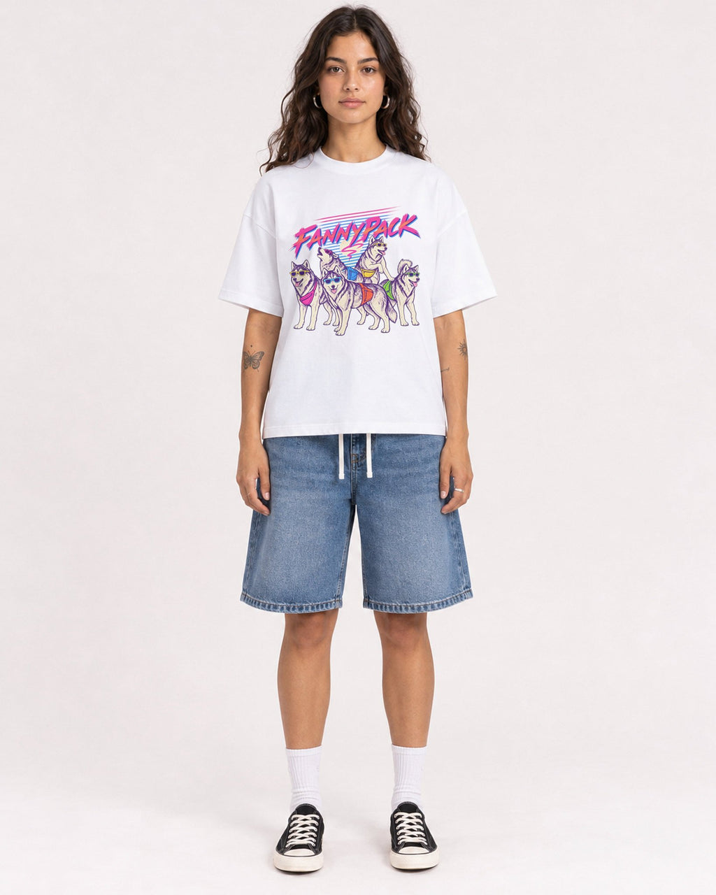 Mockup Boxy Heavyweight Tee White female full-body 06