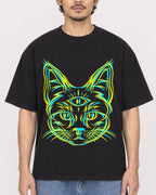 Mockup Boxy Heavyweight Tee Black male close-up 02