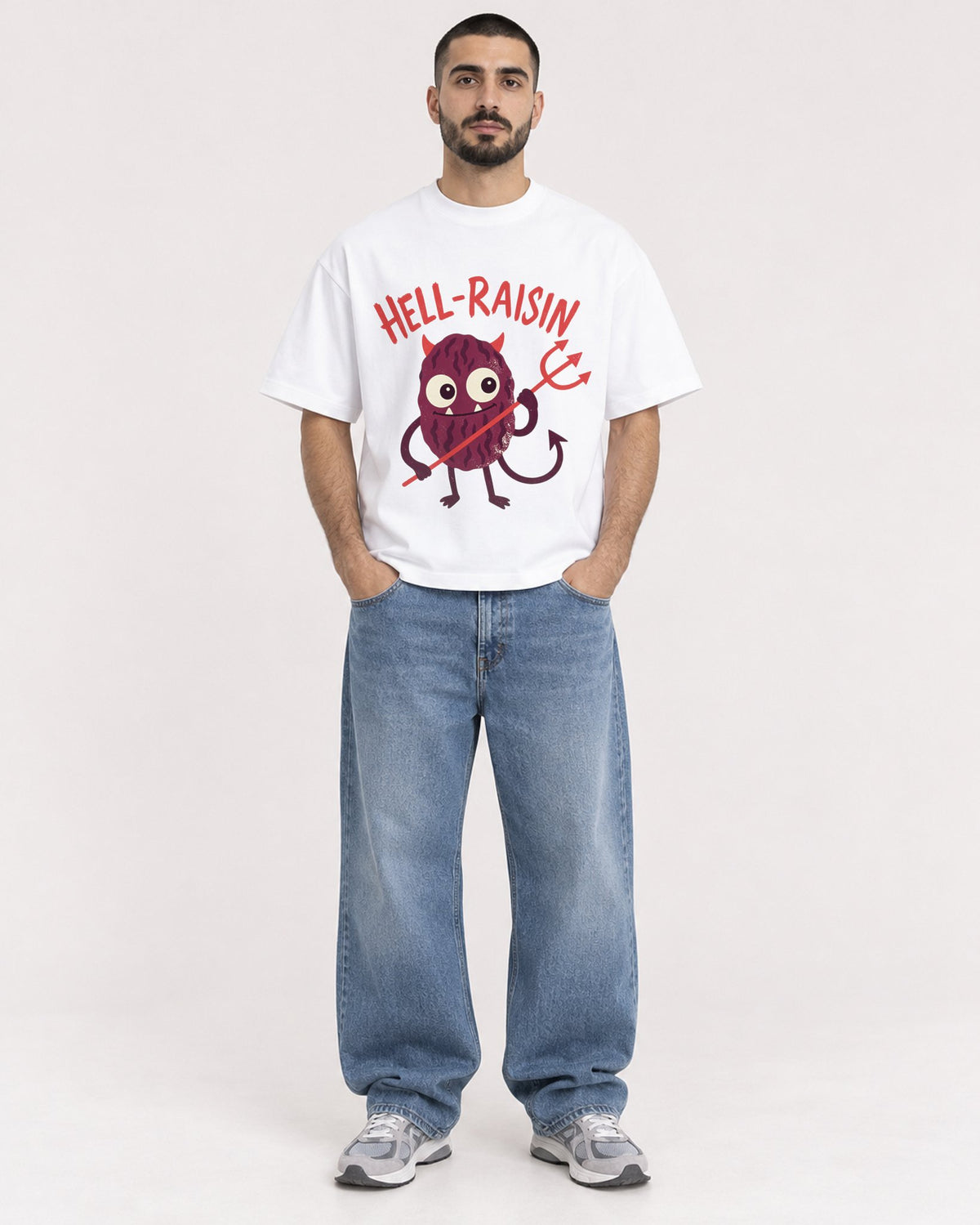 Mockup Boxy Heavyweight Tee White male full-body 37