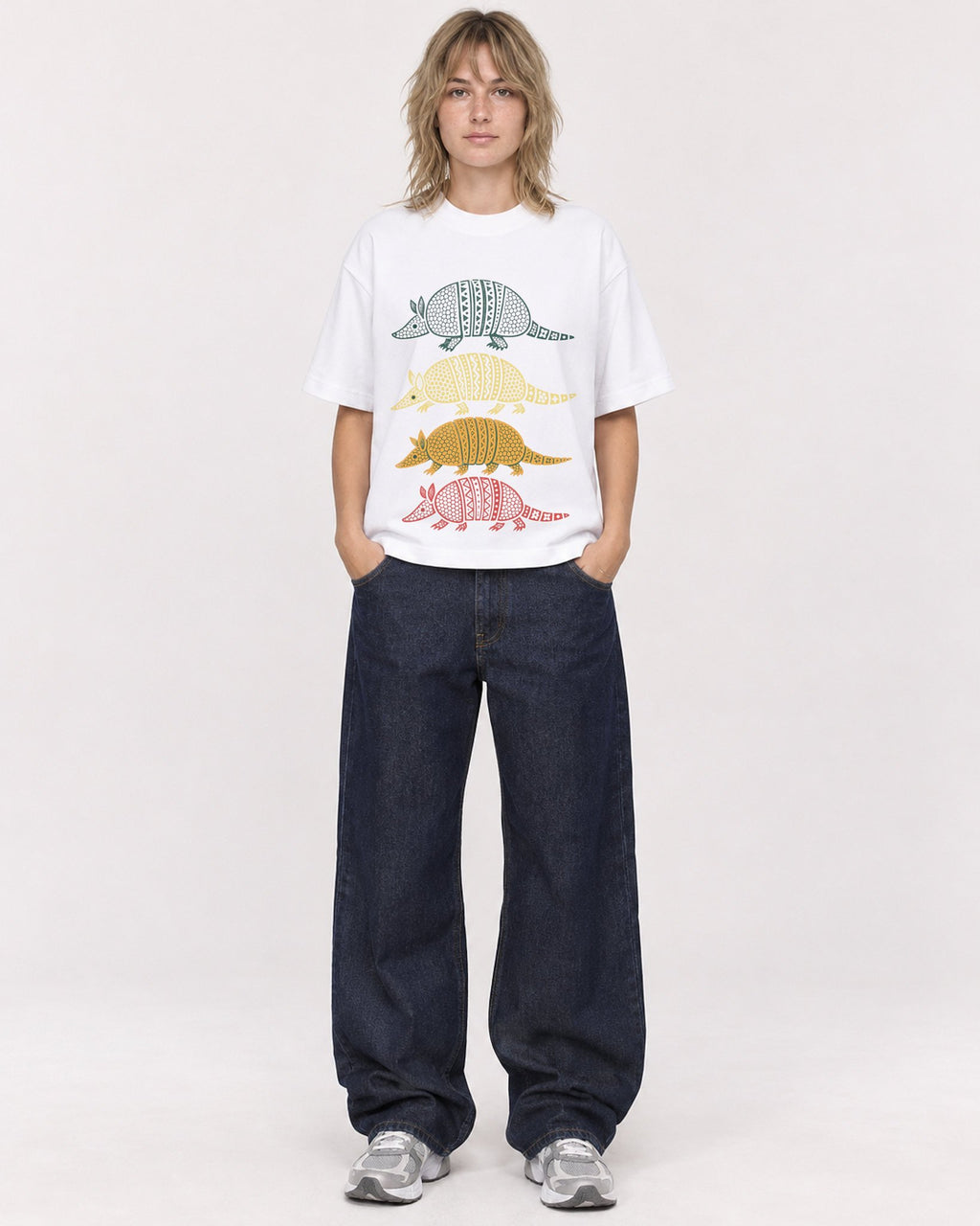Mockup Boxy Heavyweight Tee White female full-body 19