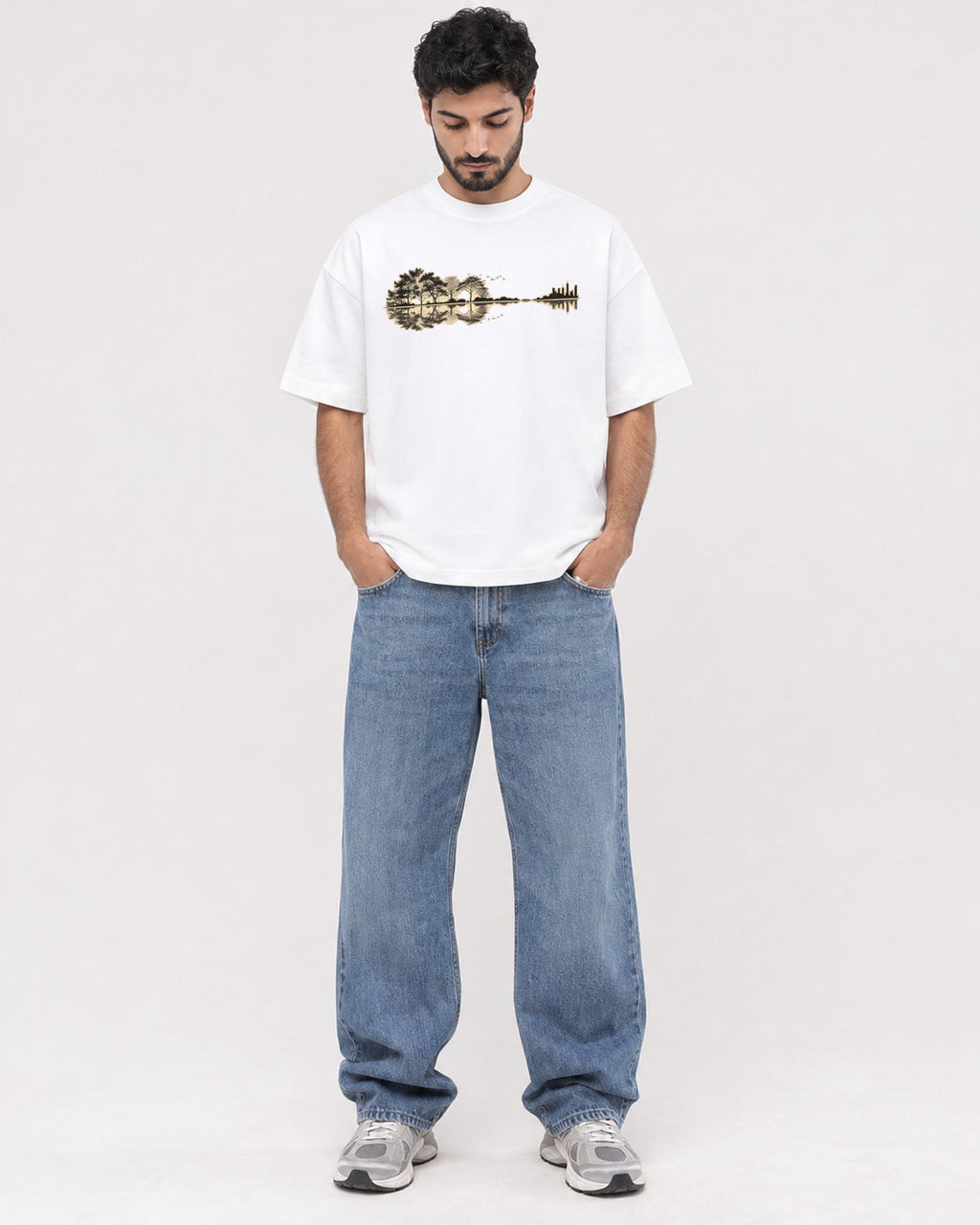 Mockup Boxy Heavyweight Tee White male full-body 07