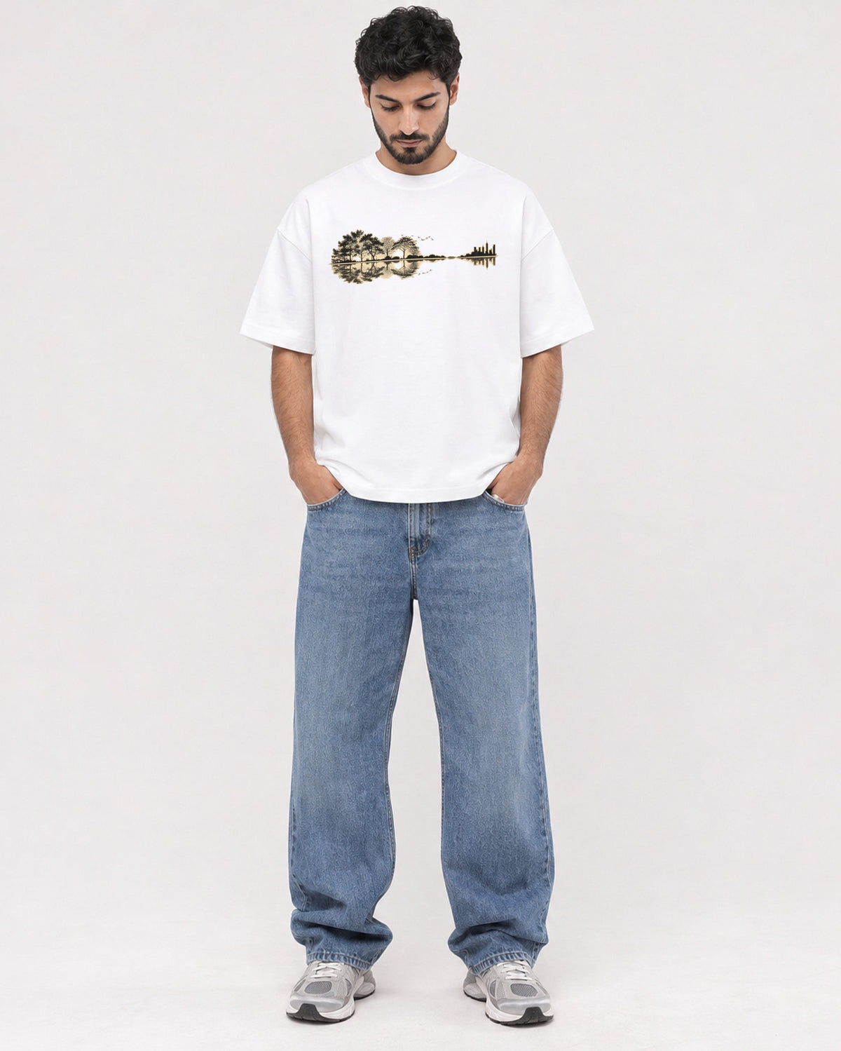 Mockup Boxy Heavyweight Tee White male full-body 07