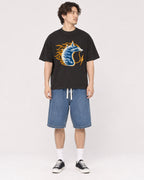 Mockup Boxy Heavyweight Tee Black male full-body 03