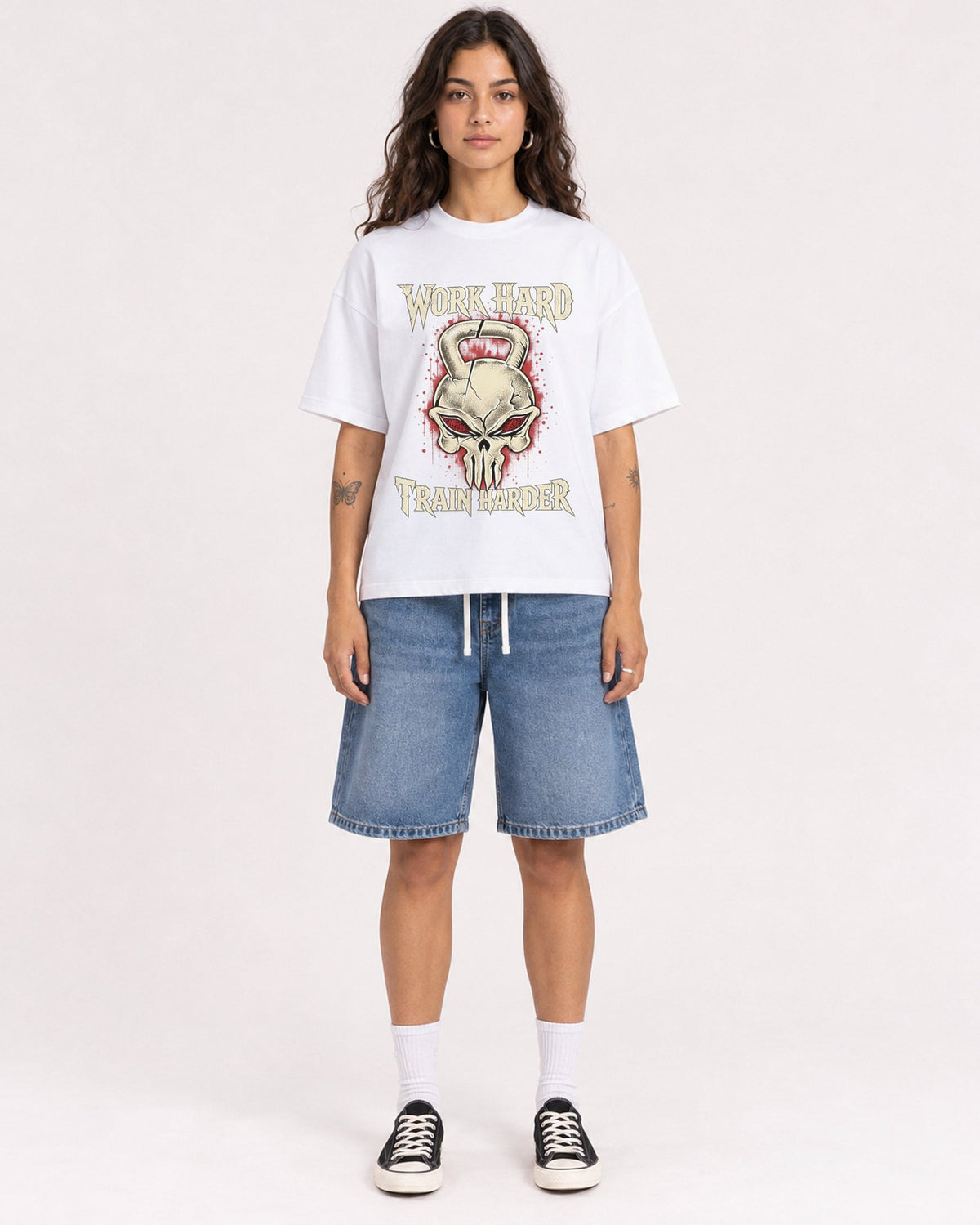 Mockup Boxy Heavyweight Tee White female full-body 06