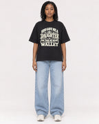 Mockup Boxy Heavyweight Tee Black female full-body 15