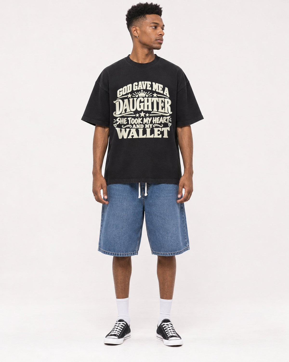 Mockup Boxy Heavyweight Tee Black male full-body 15