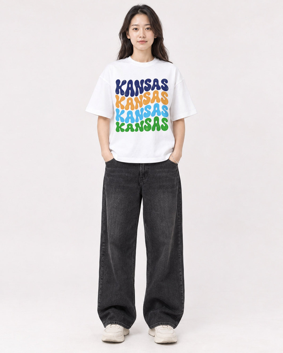 Mockup Boxy Heavyweight Tee White female full-body 03