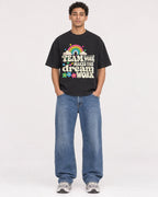 Mockup Boxy Heavyweight Tee Black male full-body 10