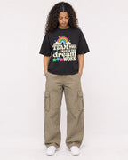 Mockup Boxy Heavyweight Tee Black female full-body 10