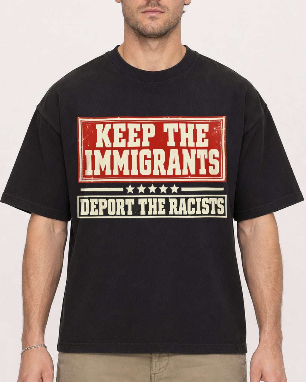 Mockup Boxy Heavyweight Tee Black male close-up 08