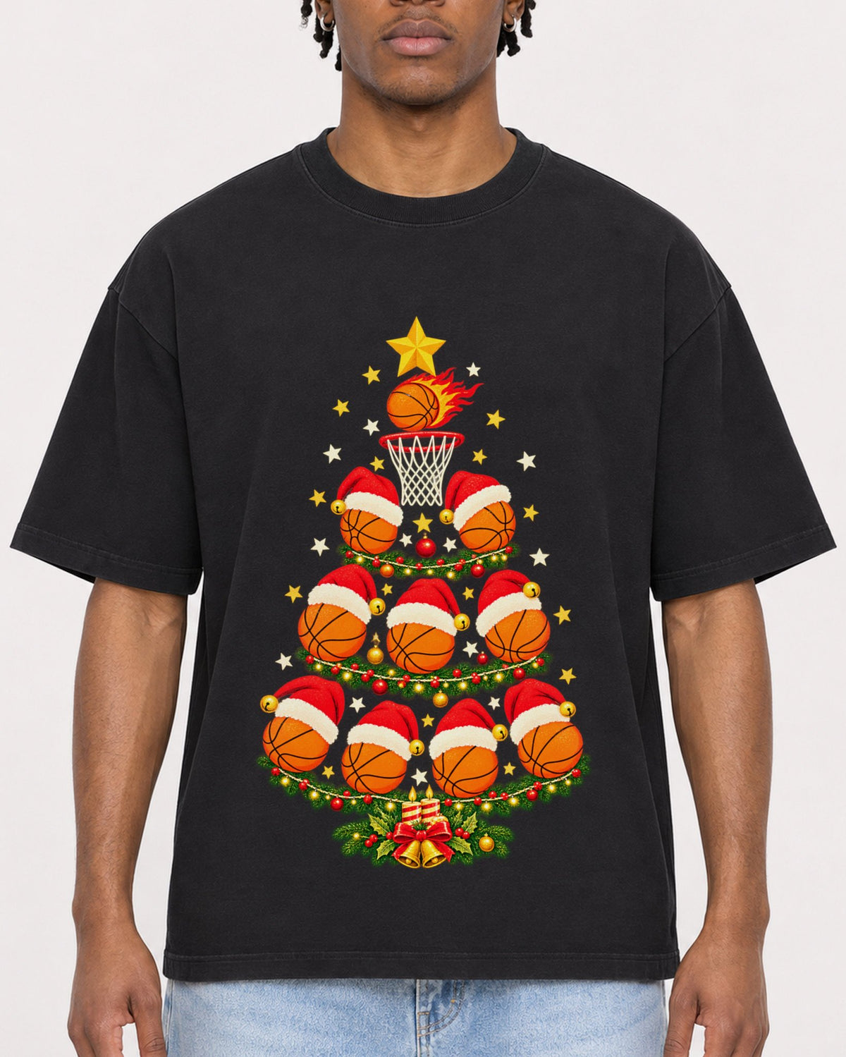 Mockup Boxy Heavyweight Tee Black male close-up 05