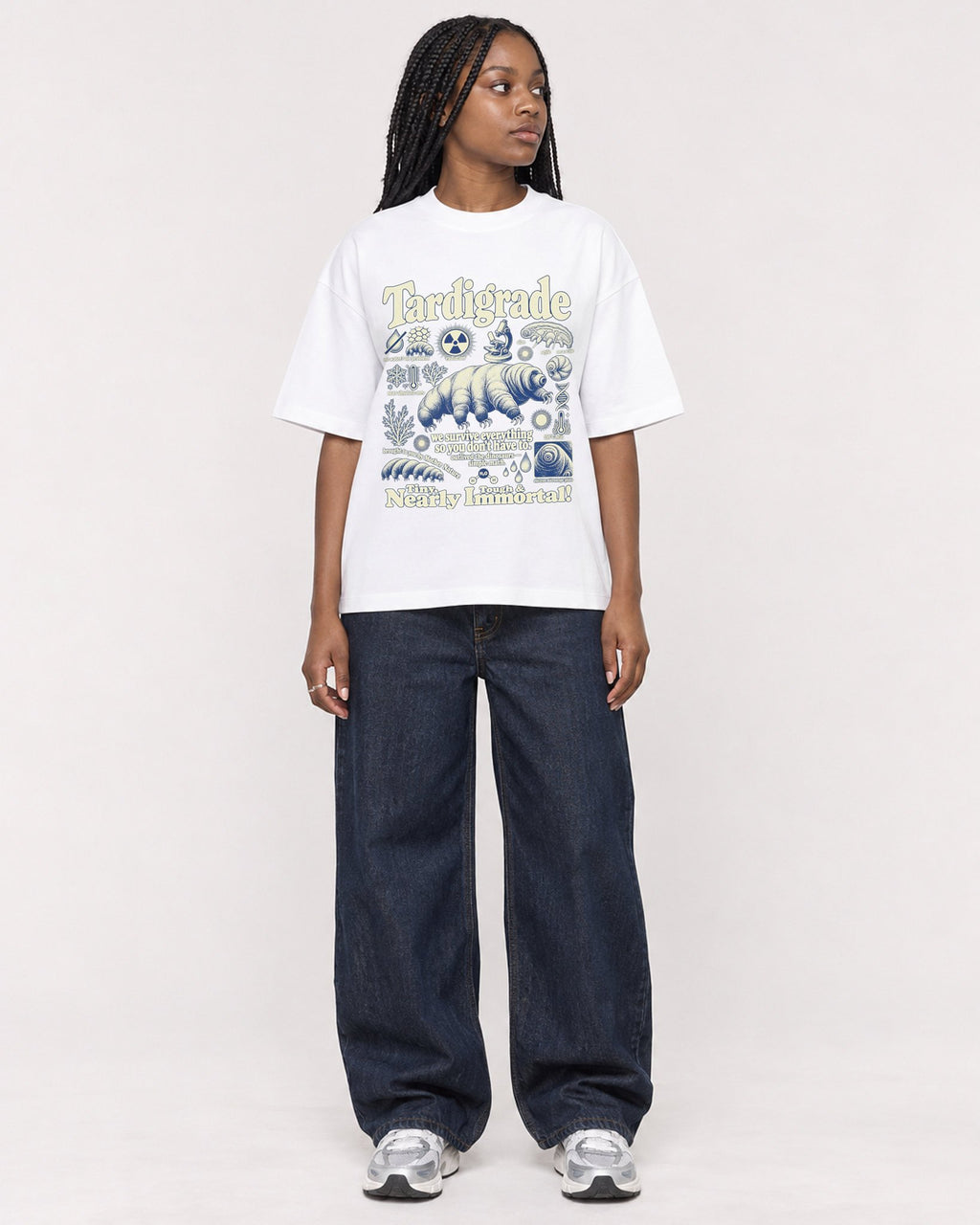 Mockup Boxy Heavyweight Tee White female full-body 04