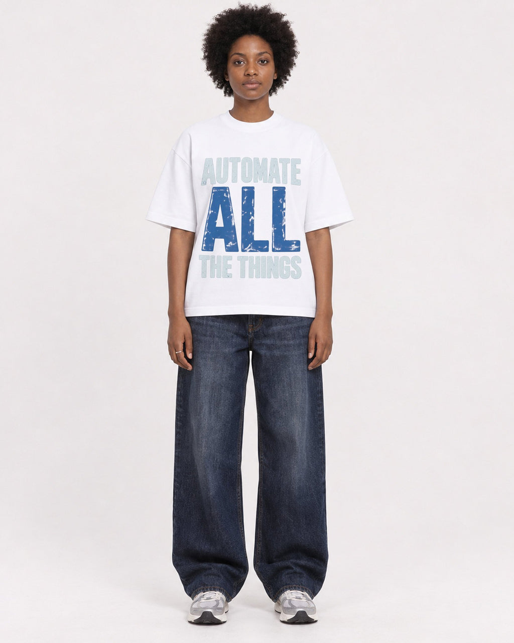Mockup Boxy Heavyweight Tee White female full-body 14