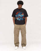 Mockup Boxy Heavyweight Tee Black male full-body 24