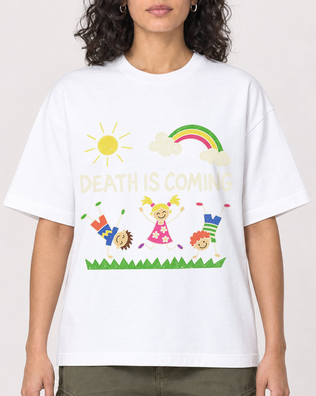 Mockup Boxy Heavyweight Tee White female close-up 27