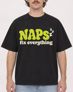 Mockup Boxy Heavyweight Tee Black male close-up 09