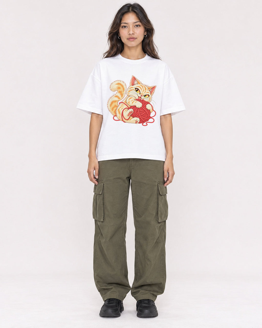 Mockup Boxy Heavyweight Tee White female full-body 02