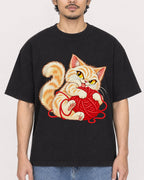 Mockup Boxy Heavyweight Tee Black male close-up 02