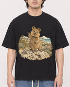 Mockup Boxy Heavyweight Tee Black male close-up 03