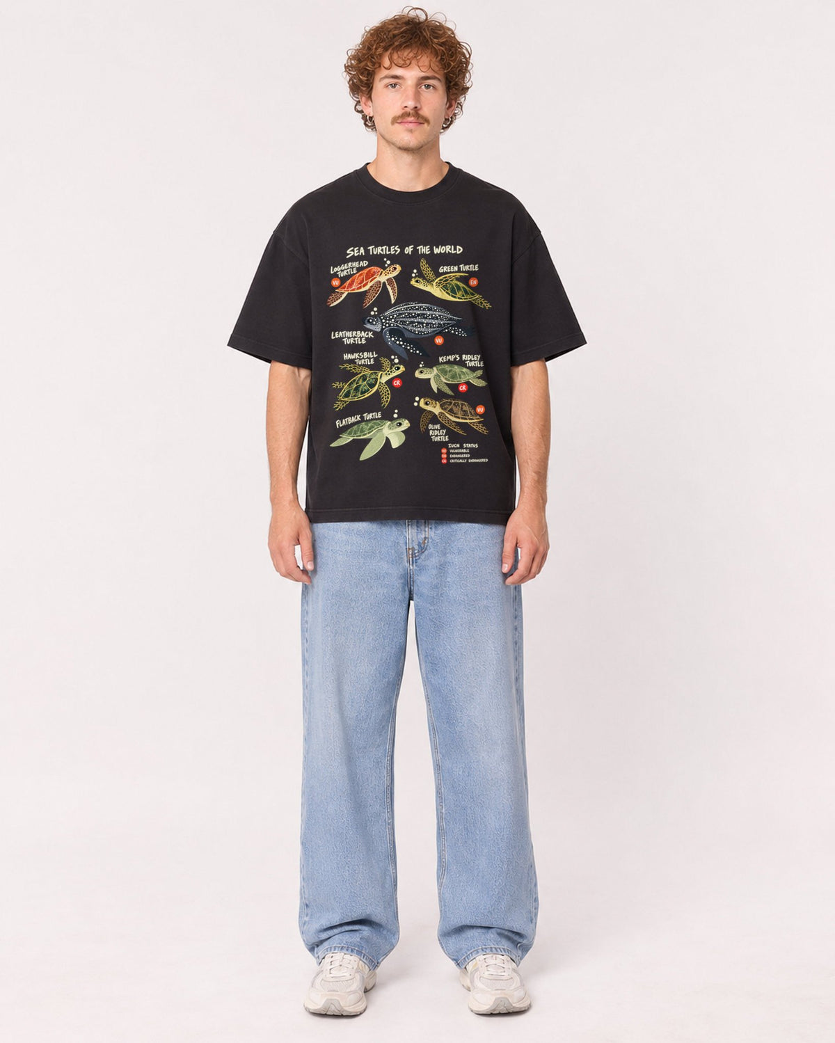 Mockup Boxy Heavyweight Tee Black male full-body 09