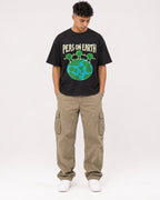 Mockup Boxy Heavyweight Tee Black male full-body 16