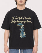 Mockup Boxy Heavyweight Tee Black male close-up 03