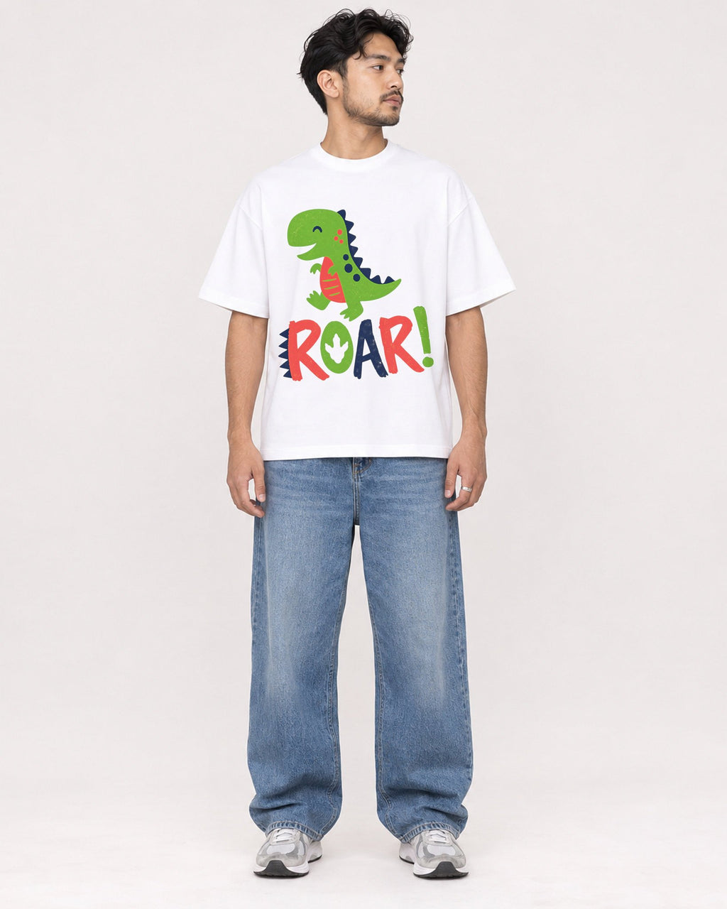 Mockup Boxy Heavyweight Tee White male full-body 02