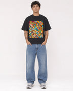 Mockup Boxy Heavyweight Tee Black male full-body 06